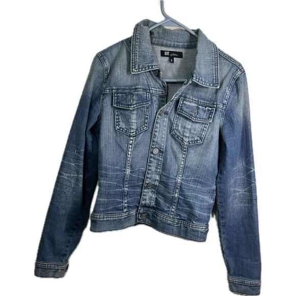 kut from the cloth adult size small cropped denim jacket with pockets - Picture 2 of 6